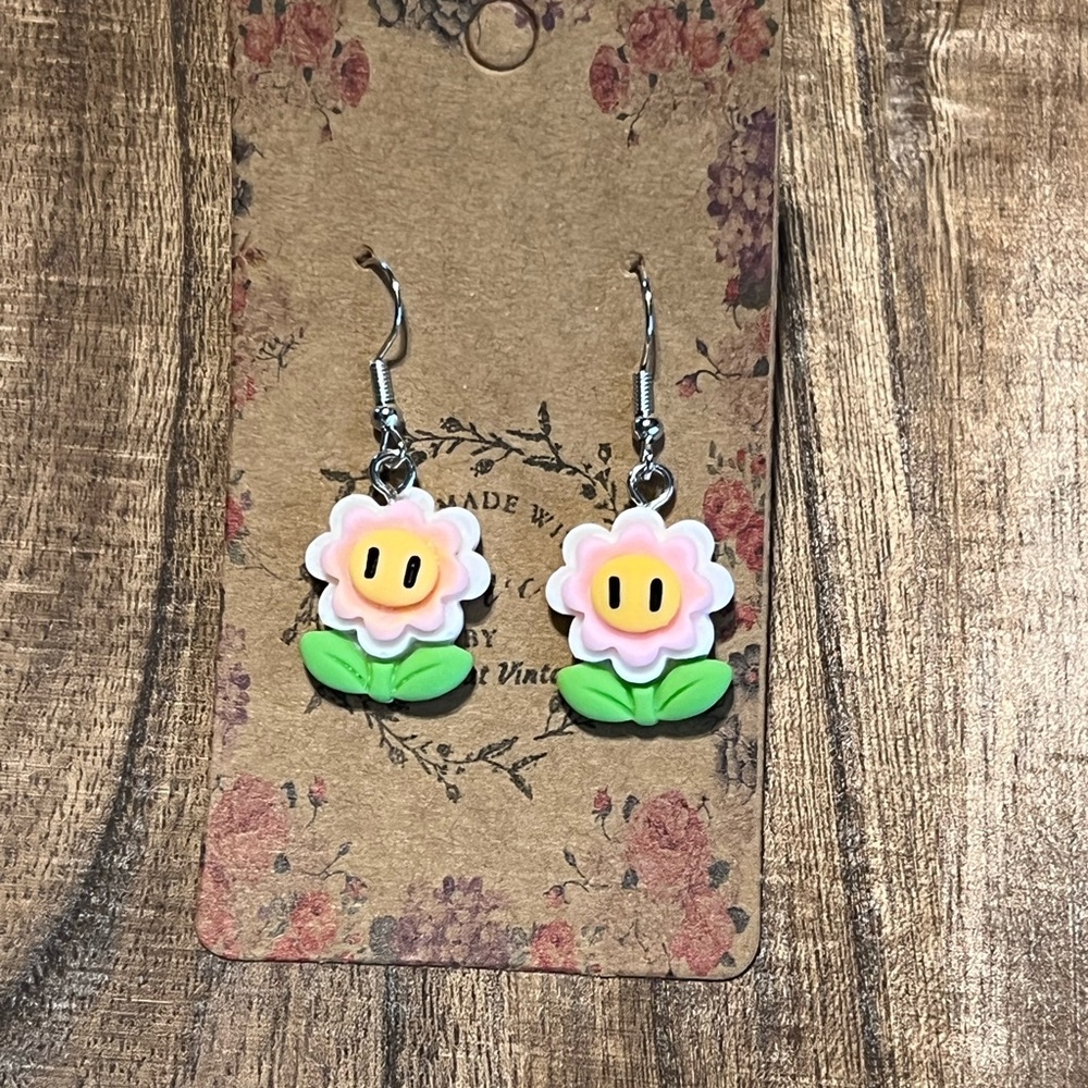 Super Mario Brothers Video Game 90’s Tech Kitsch Earrings - Flowers